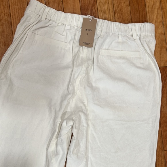 NWT🌸UTCOCO COLLECTION white joggers pants with pockets - Picture 9 of 17